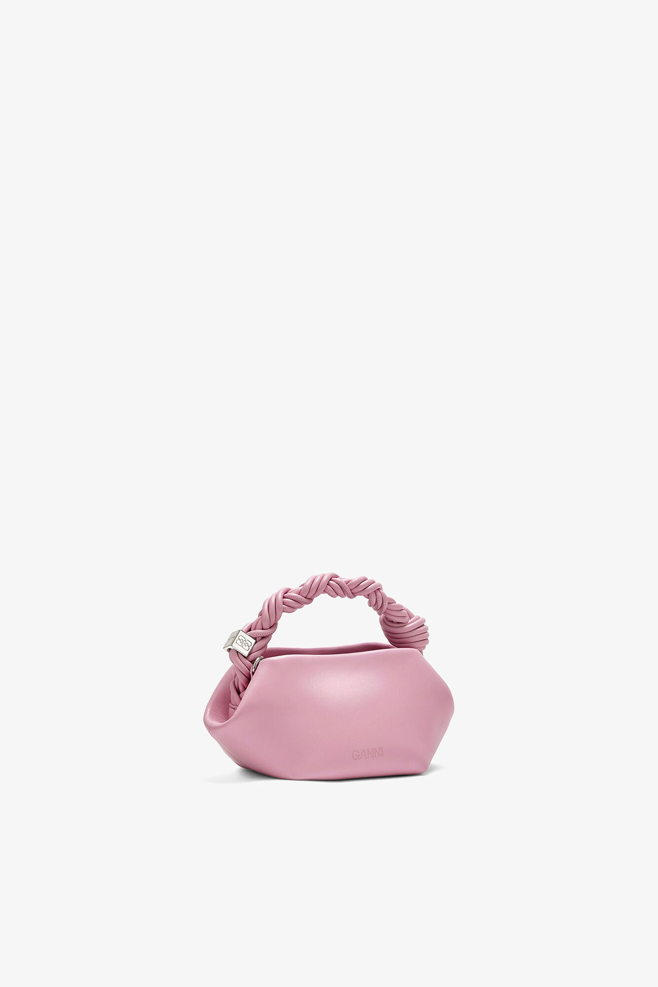 Mini Bou Bag in Pink, Recycled Leather, in colour Pink Nectar - 2 - GANNI