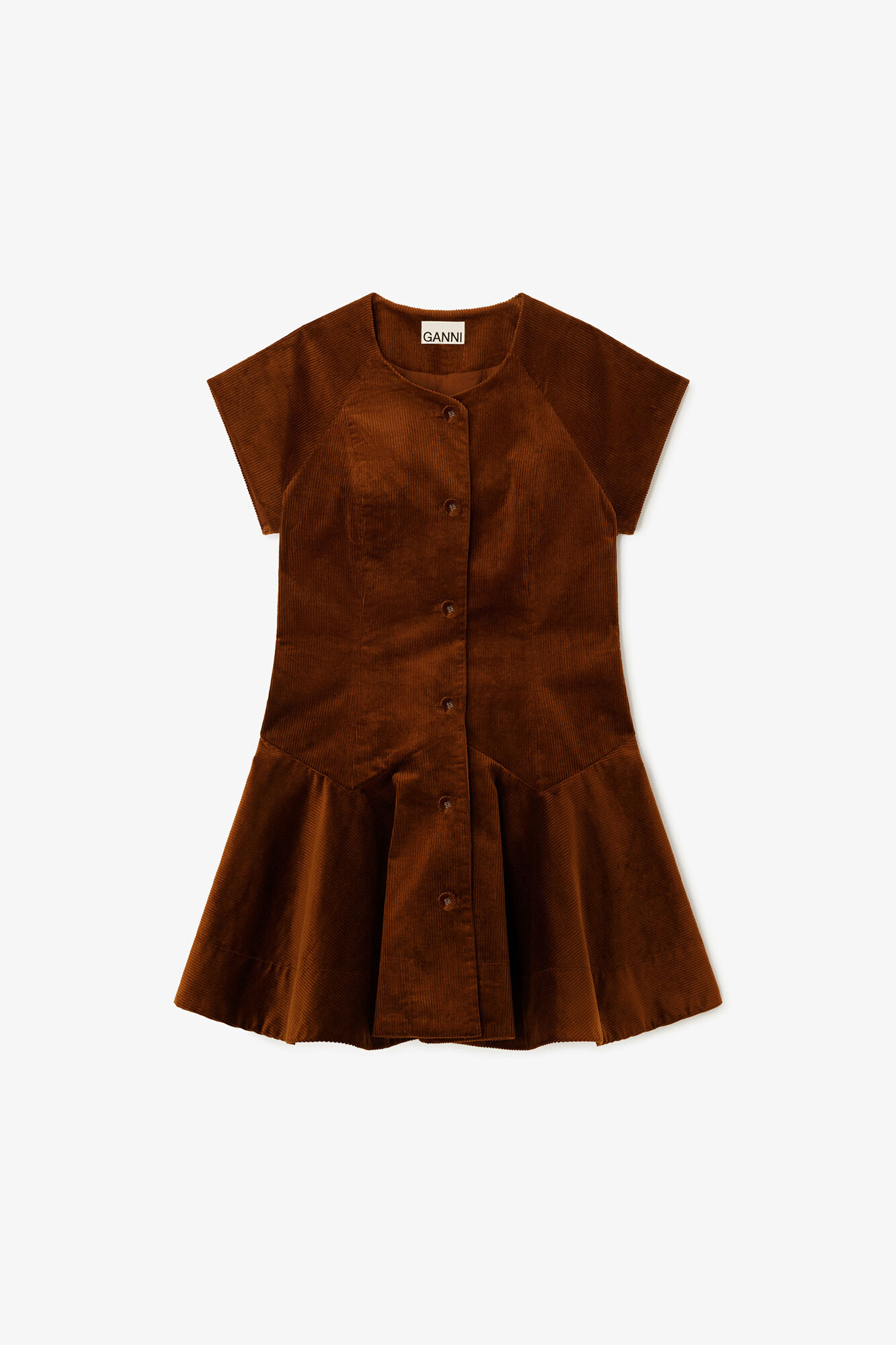 Kleid aus braunem Cord, Organic Cotton, in colour Tortoise Shell - 1 - GANNI