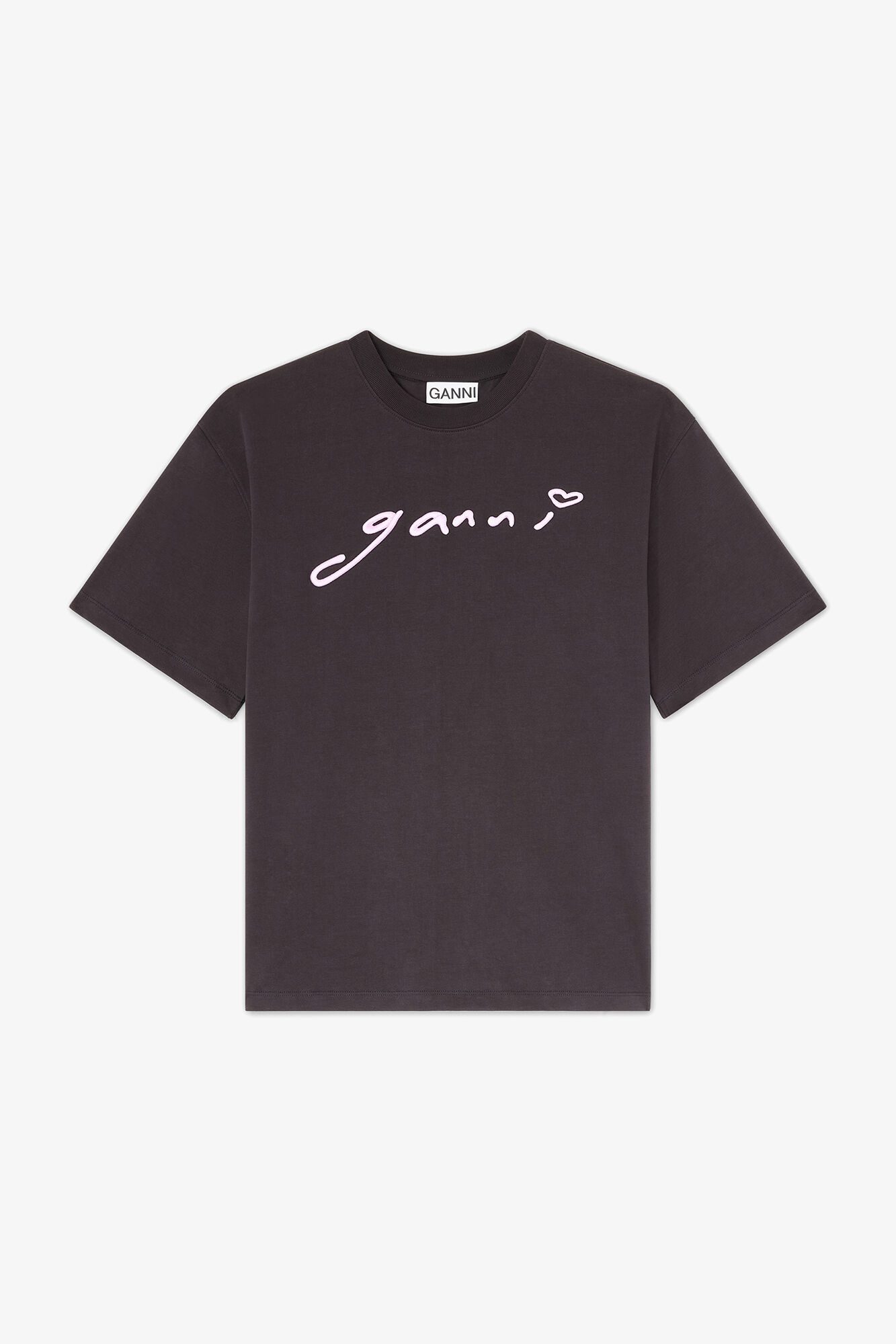 T-shirt in Grey, Organic Cotton, in colour Phantom - 1 - GANNI