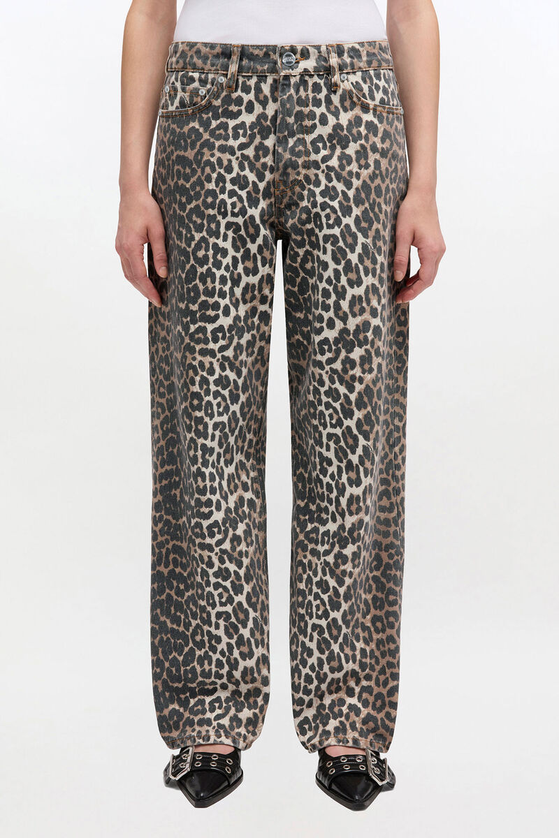 Izey Jeans in Leopard, Organic Cotton, in colour Leopard - 1 - GANNI