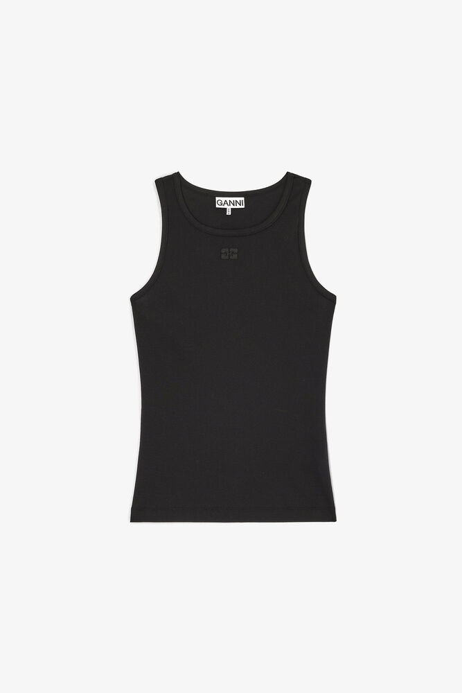 Tank Top in Cotton Rib, Black