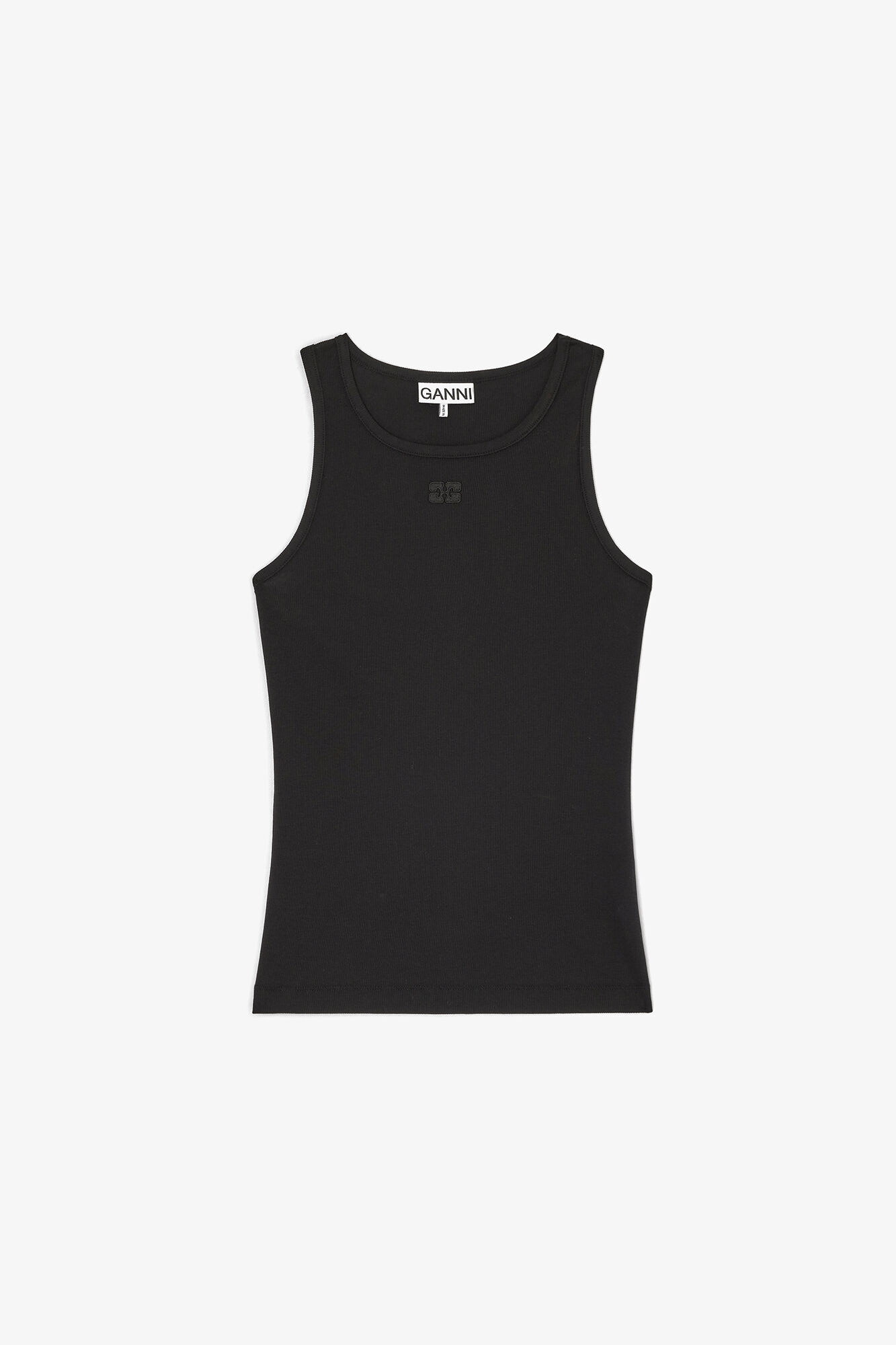 Débardeur en coton côtelé, Organic Cotton, in colour Black - 1 - GANNI