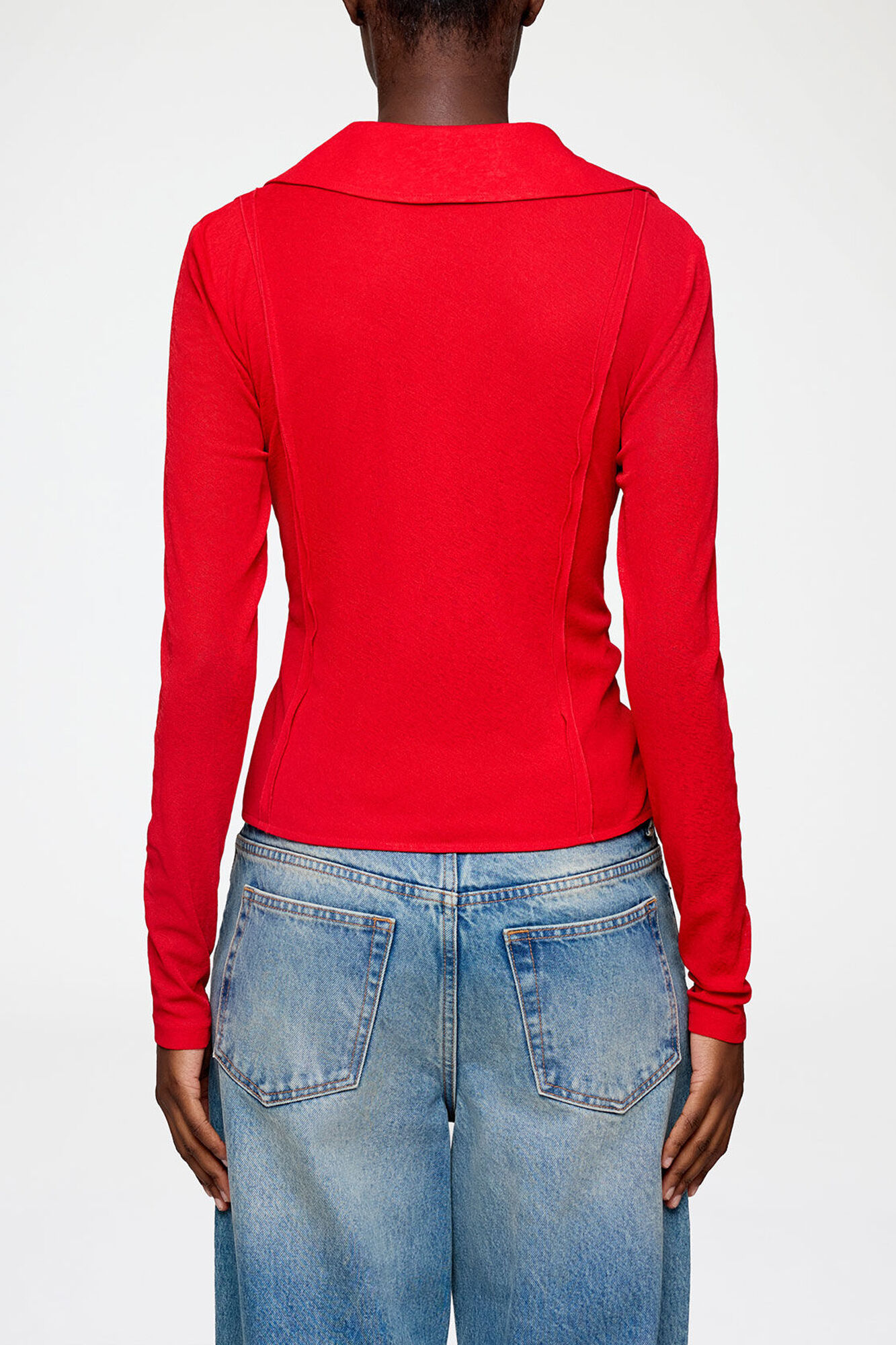 Shirt in Red Marl Mesh, Recycled Polyester, in colour Goji Berry - 3 - GANNI