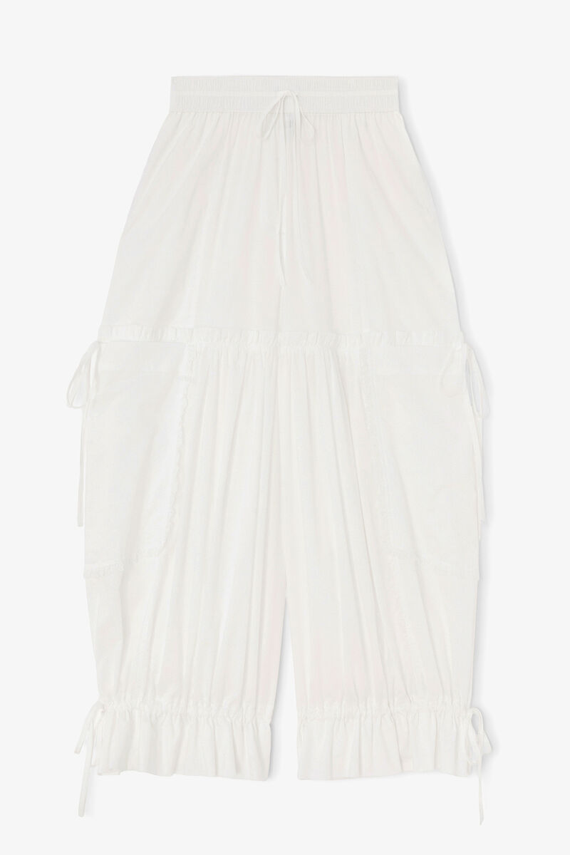 Pants in White Cotton, Organic Cotton, in colour Bright White - 1 - GANNI