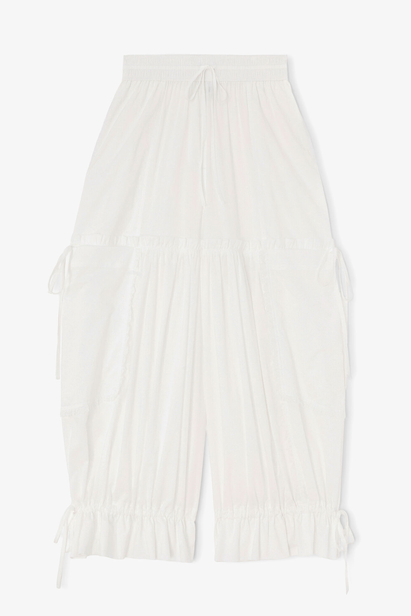 Pants in White Cotton, Organic Cotton, in colour Bright White - 1 - GANNI