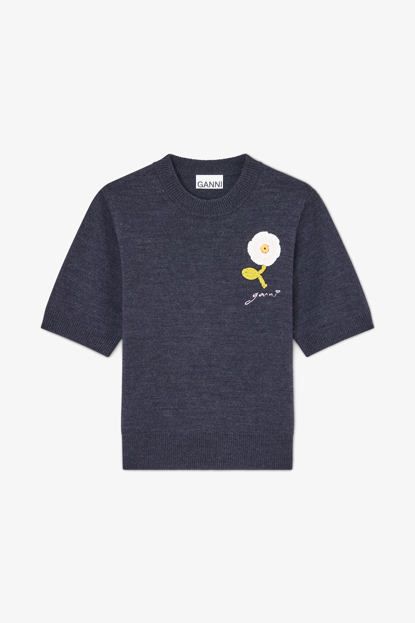 Tee in Merino, Wool, in colour Phantom - 1 - GANNI