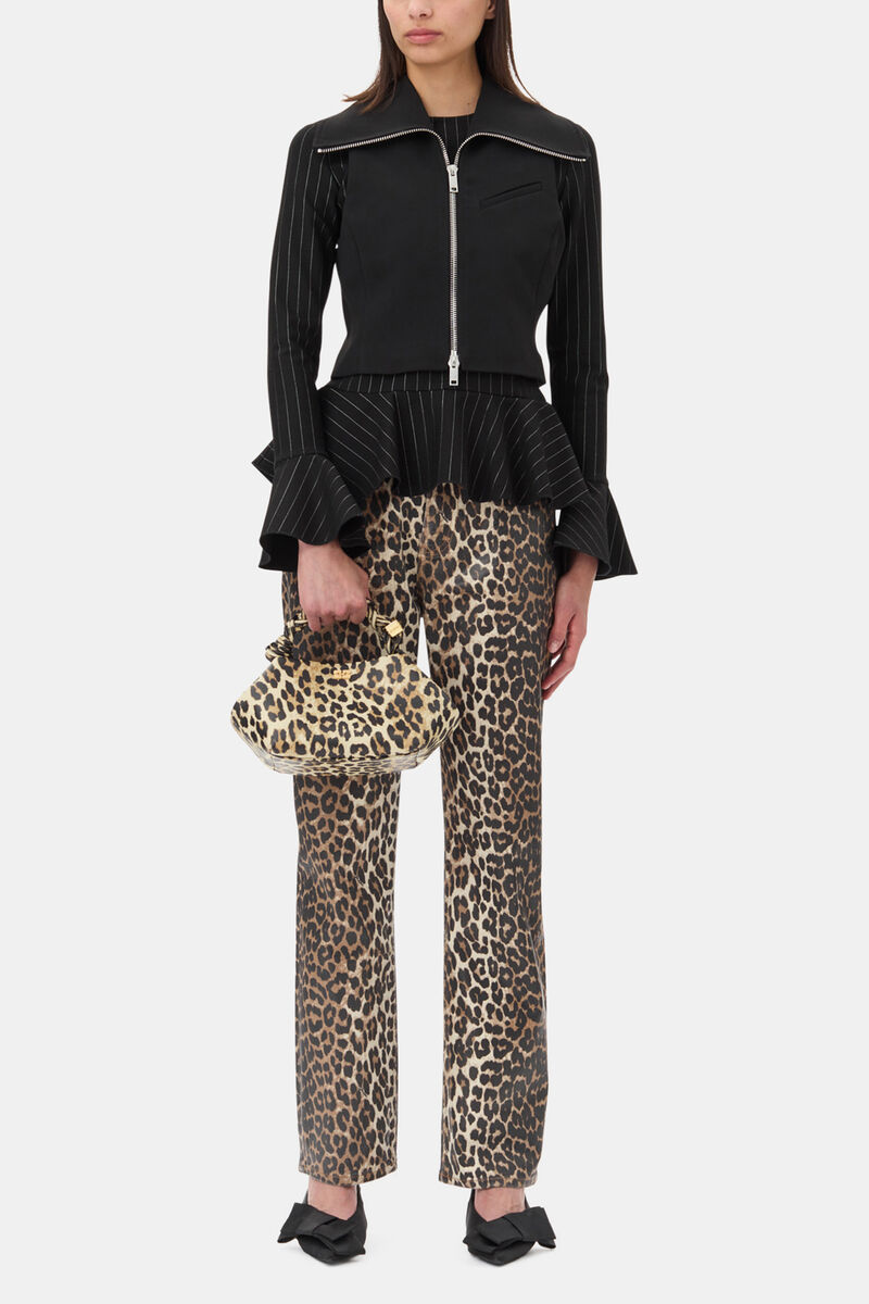 Leopard Foil Carri Jeans, Organic Cotton, in colour Leopard - 1 - GANNI