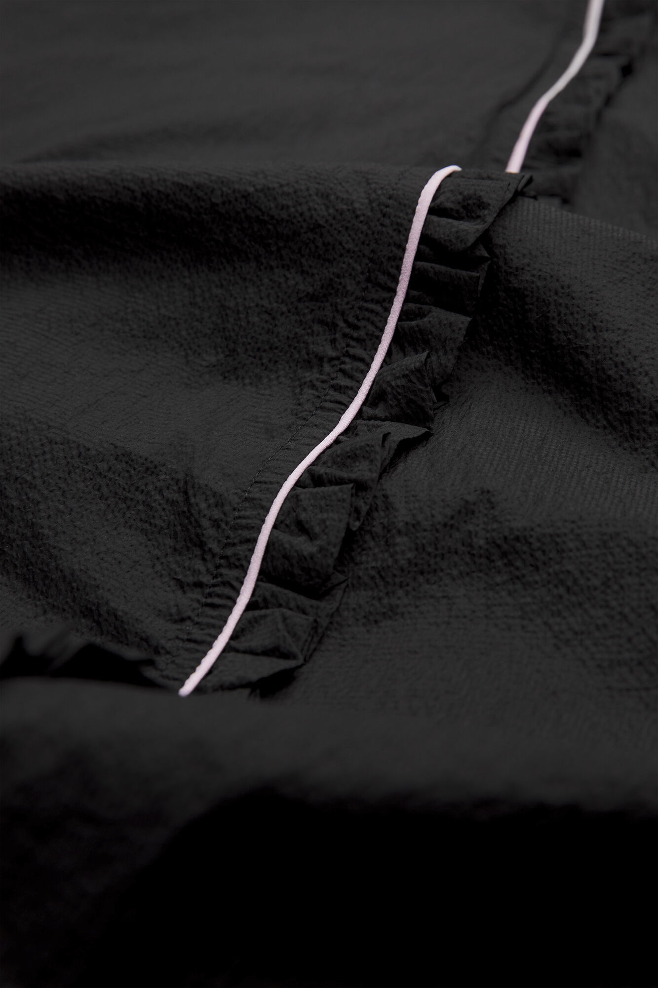 Ruffle-Trim Textured Jacket, Recycled Polyamide, in colour Black - 6 - GANNI