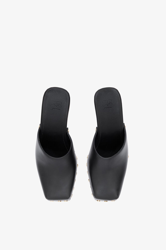June Sabot Mule in Black, Black