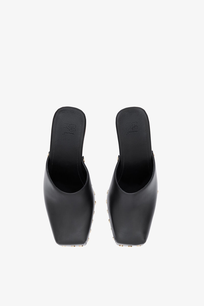 June Sabot Mule in Black, Recycled Leather, in colour Black - 3 - GANNI