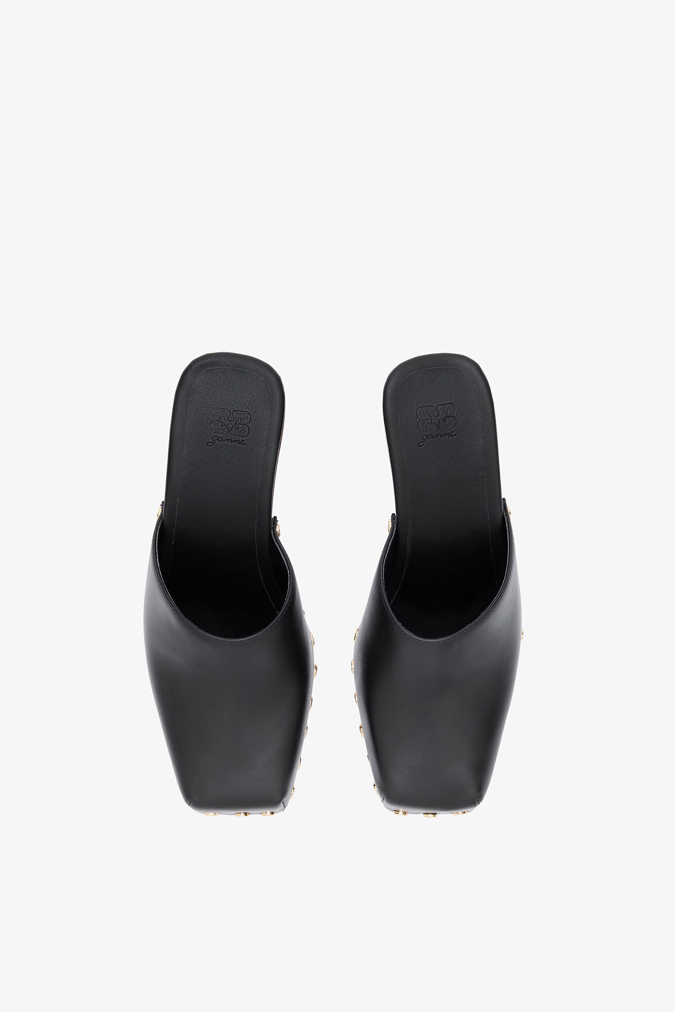 June Sabot Mule in Black, Recycled Leather, in colour Black - 3 - GANNI