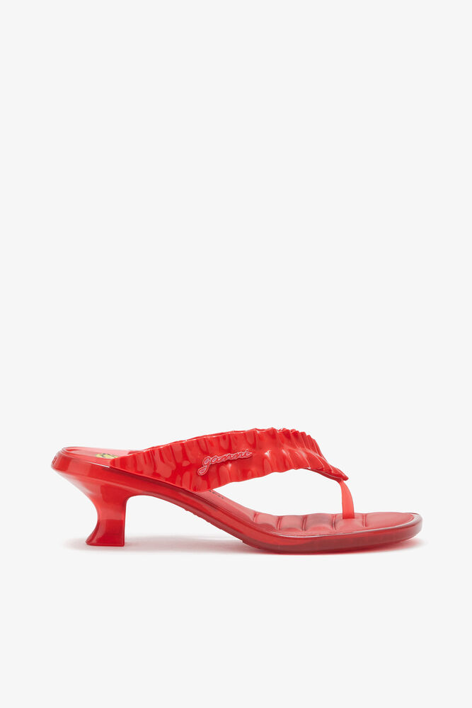 Melissa Thong Kitten Heel in Red, Racing Red
