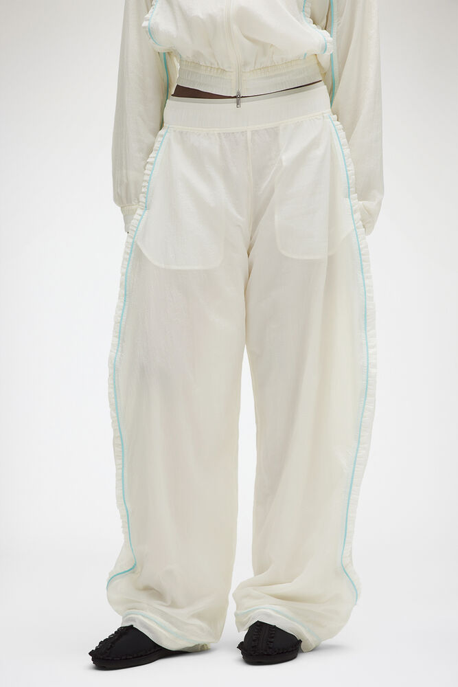Hose mit Struktur und Volant-Details, Coconut Ivory