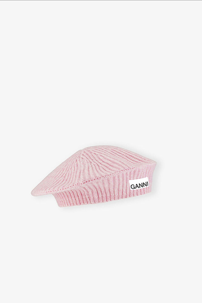 Wool Rib Knit Beret, Lilac Sachet