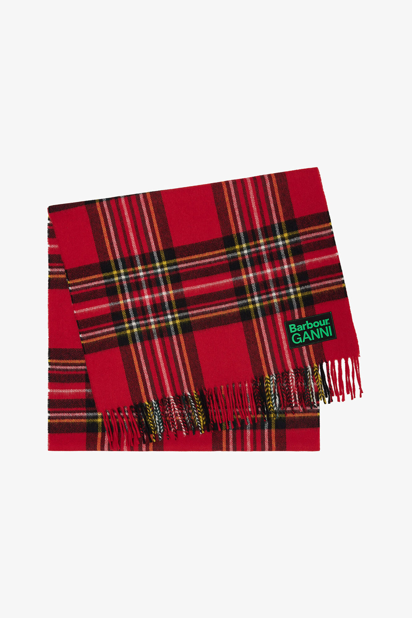 Wool Scarf, Wool, in colour Fiery Red - 1 - GANNI