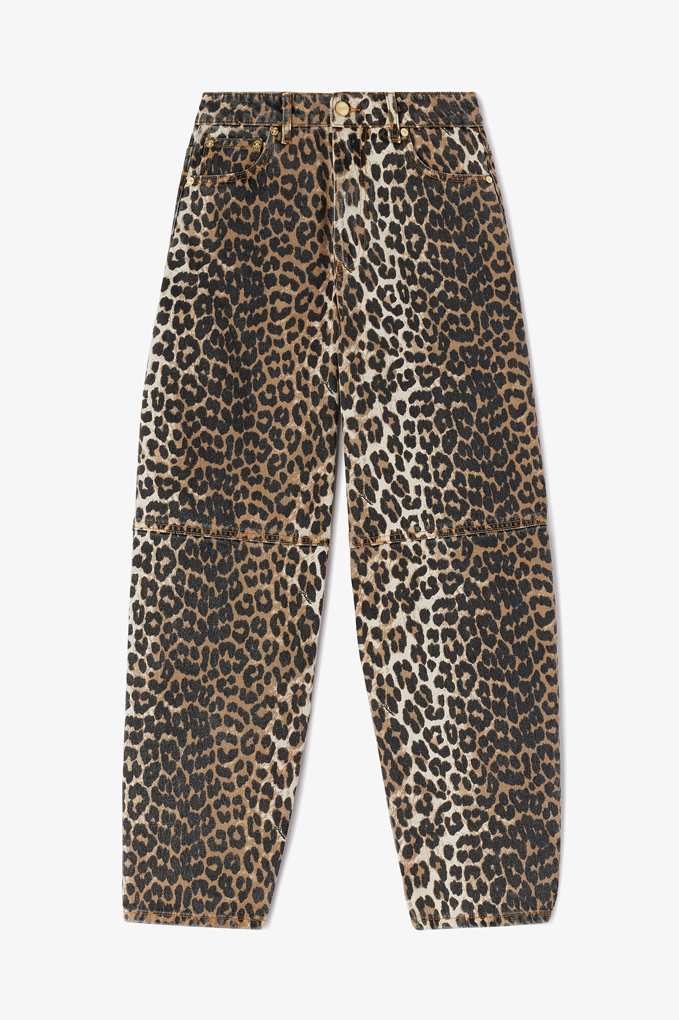 Stary Jeans in Leopard, Organic Cotton, in colour Almond Milk - 1 - GANNI