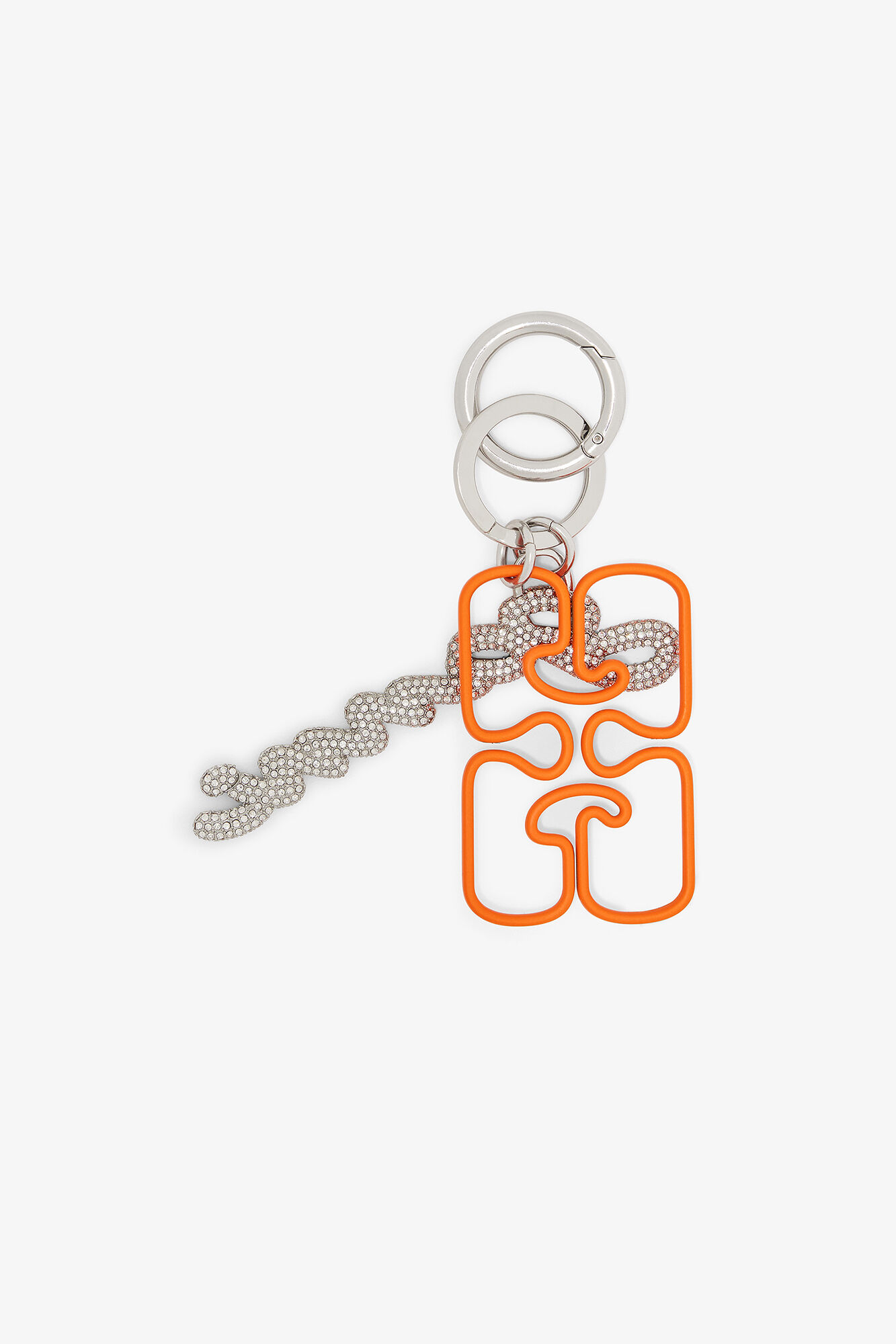 Orange Signature Keyring, Zinc Alloy, in colour Russet Orange - 2 - GANNI