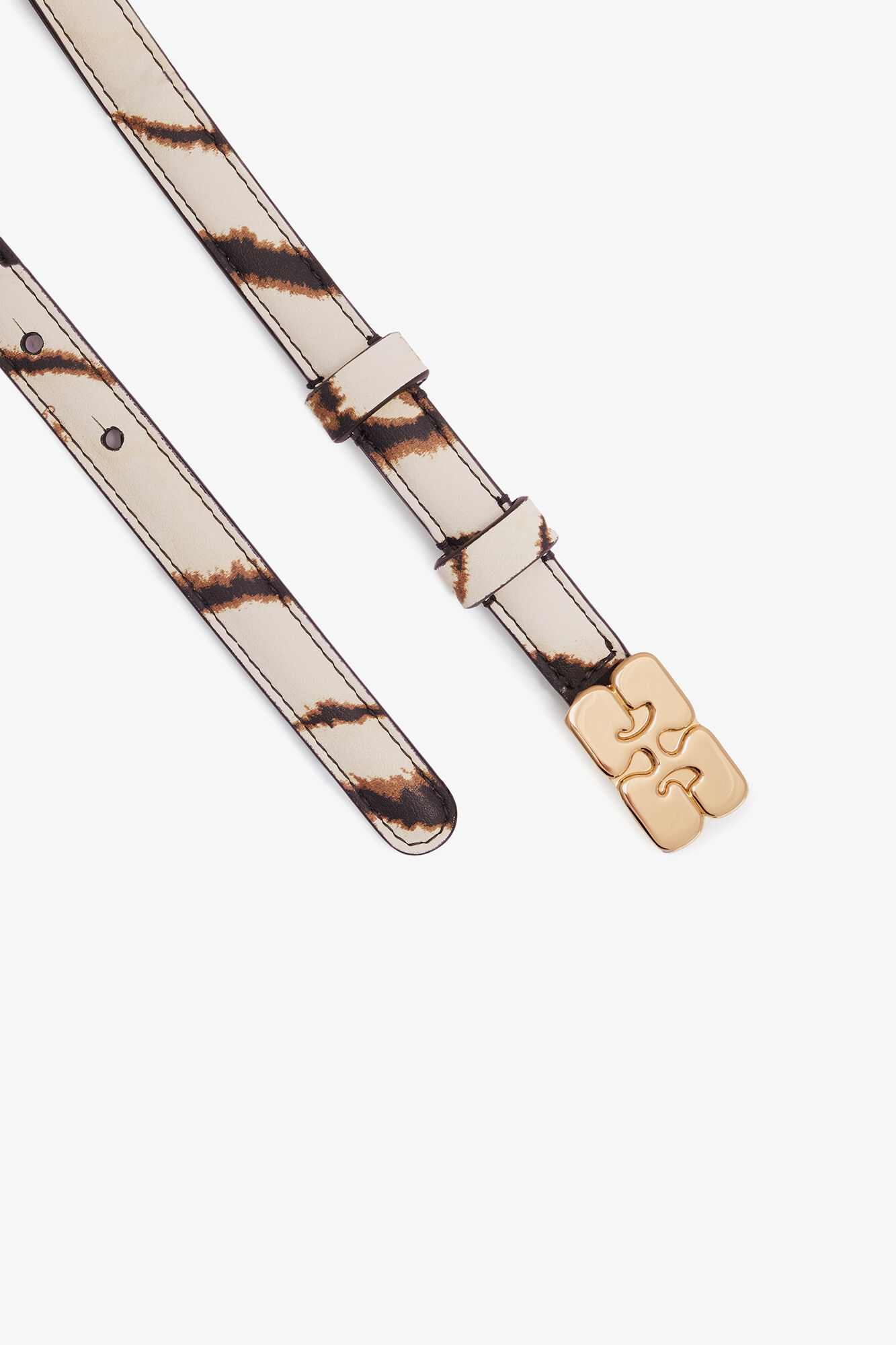 Kat Belt Small in Zebra, Recycled Polyester, in colour Egret - 2 - GANNI