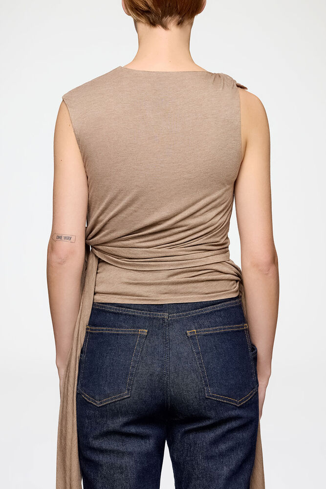 Top in Beige Jersey, Coca Mocha