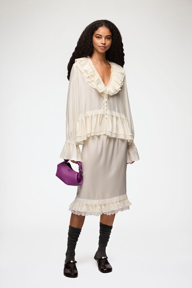Blouse in Viscose Silk, Egret