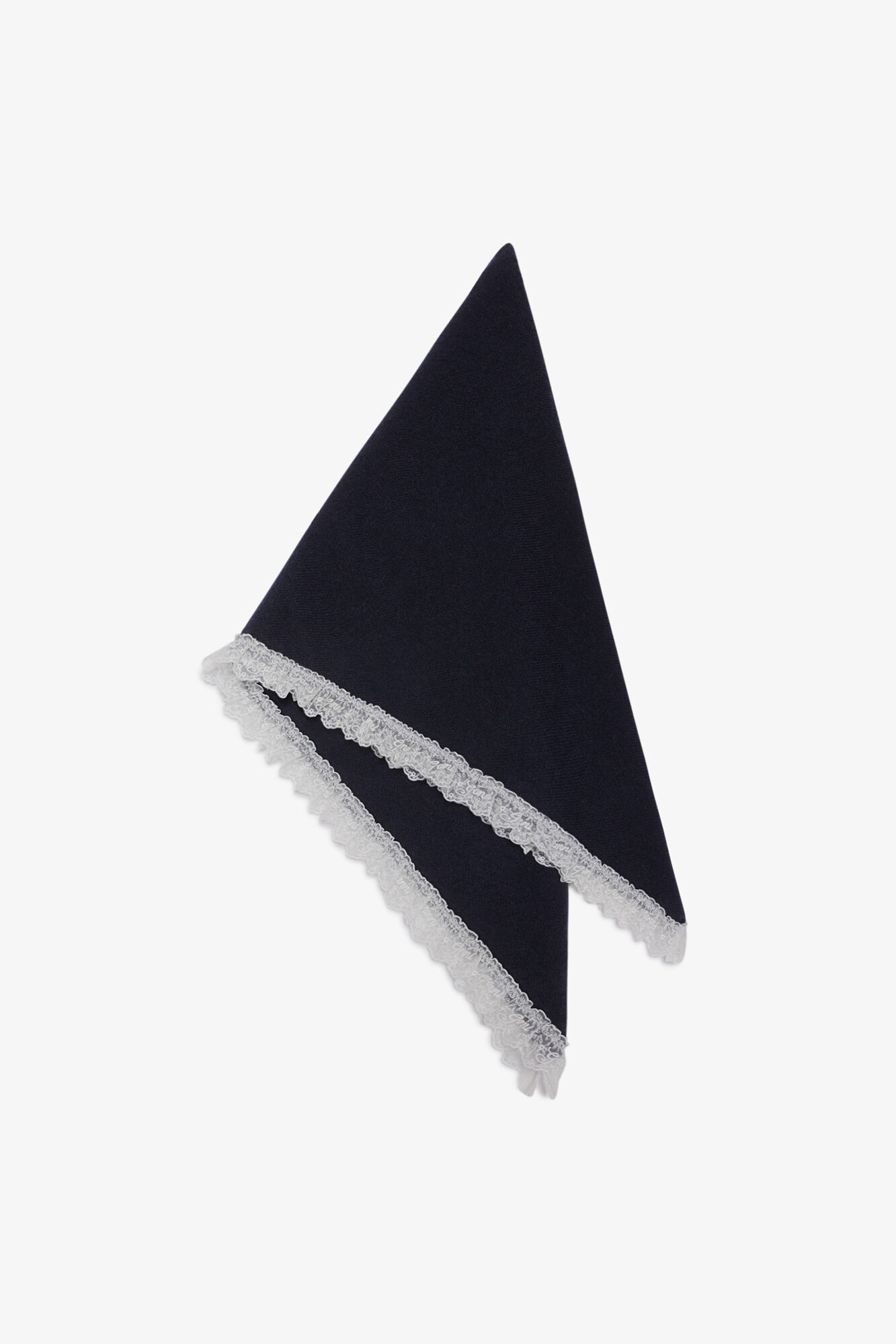Scarf in Lace Wool, Wool, in colour Sky Captain - 1 - GANNI