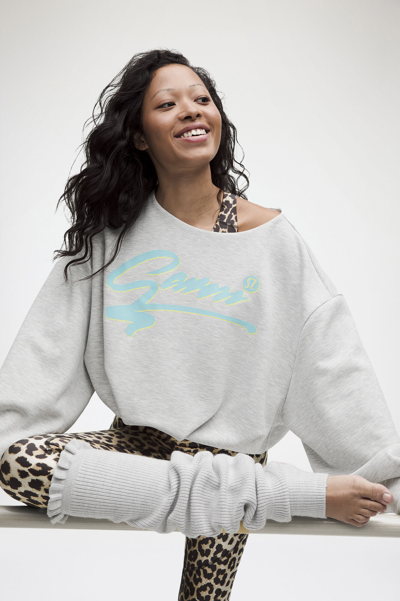 Brushed Softstreme Slouch Pullover, Recycled Polyester, in colour Heathered Core Ultra Light Grey - 4 - GANNI
