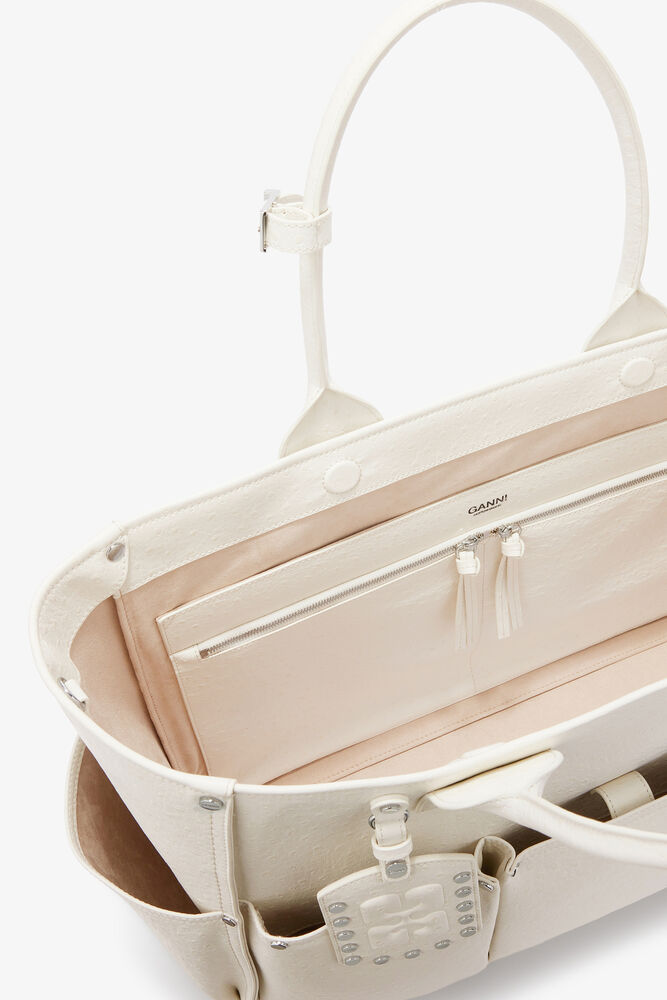 Posy Bag in White Ostrich, Egret