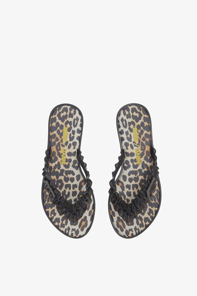 Melissa Flip Flop in Leopard, Black