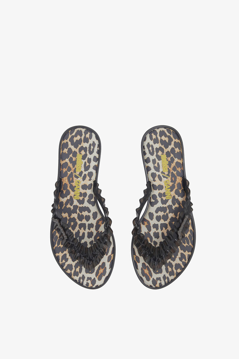 Melissa-Flip-Flops in Leopard, Polyvinyl Chloride, in colour Black - 3 - GANNI