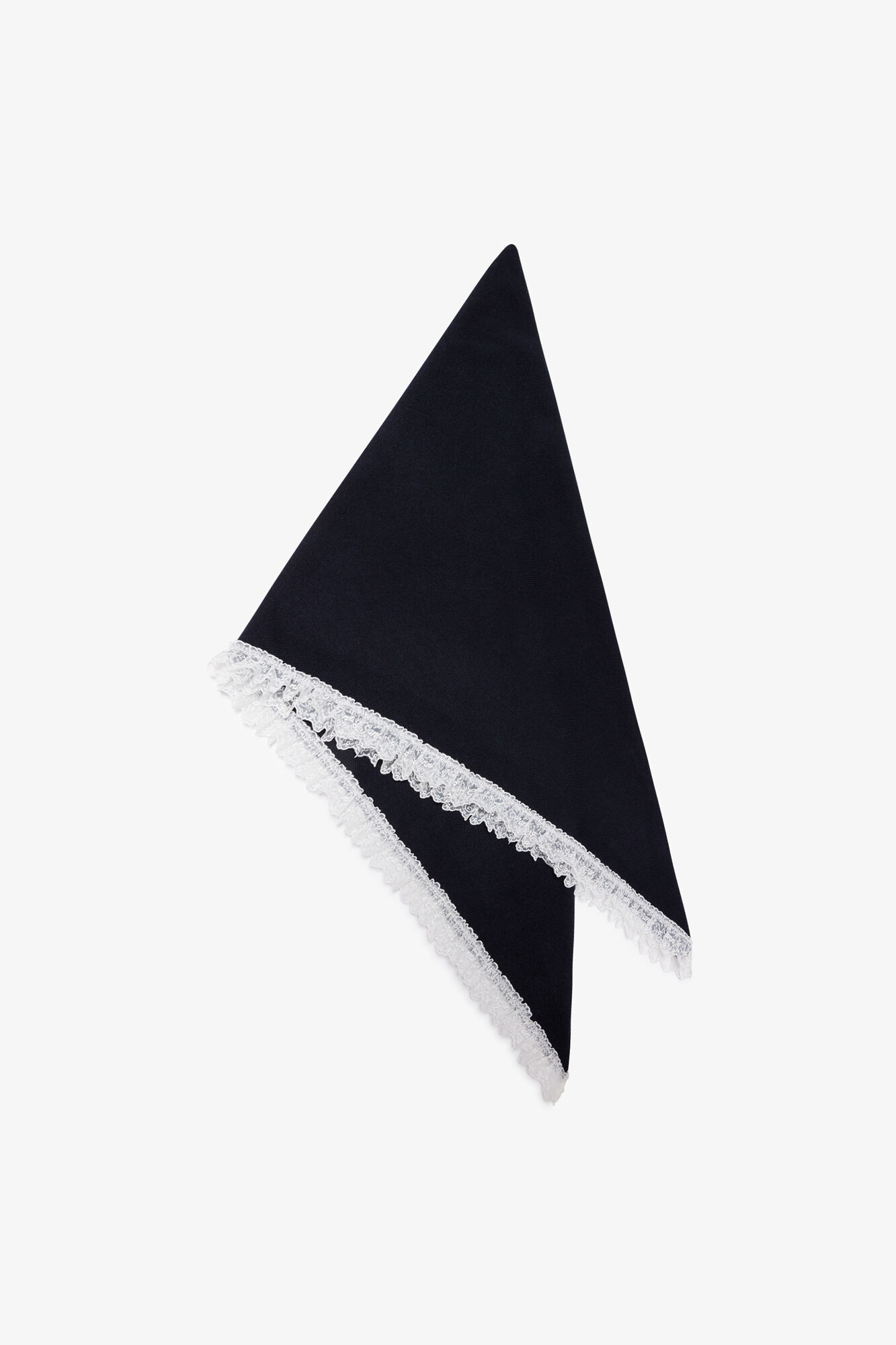 Scarf in Lace Wool, Wool, in colour Sky Captain - 1 - GANNI