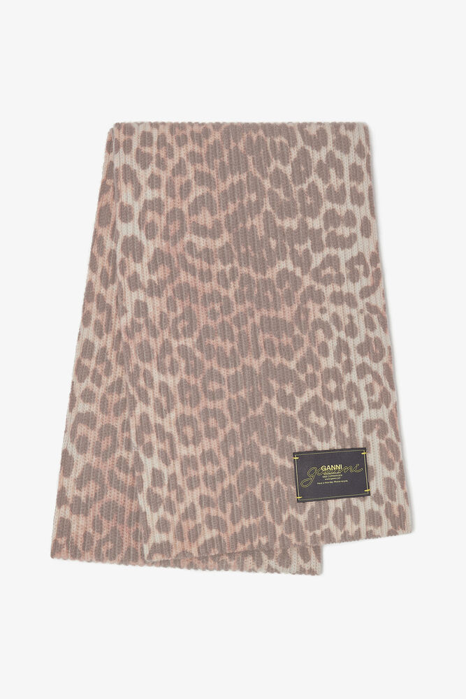 Scarf in Leopard Wool Knit, Leopard