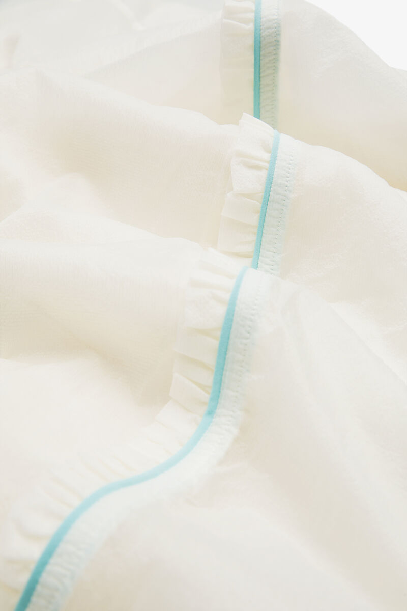 Ruffle-Trim Textured MR Pants, Recycled Polyamide, in colour Coconut Ivory - 7 - GANNI