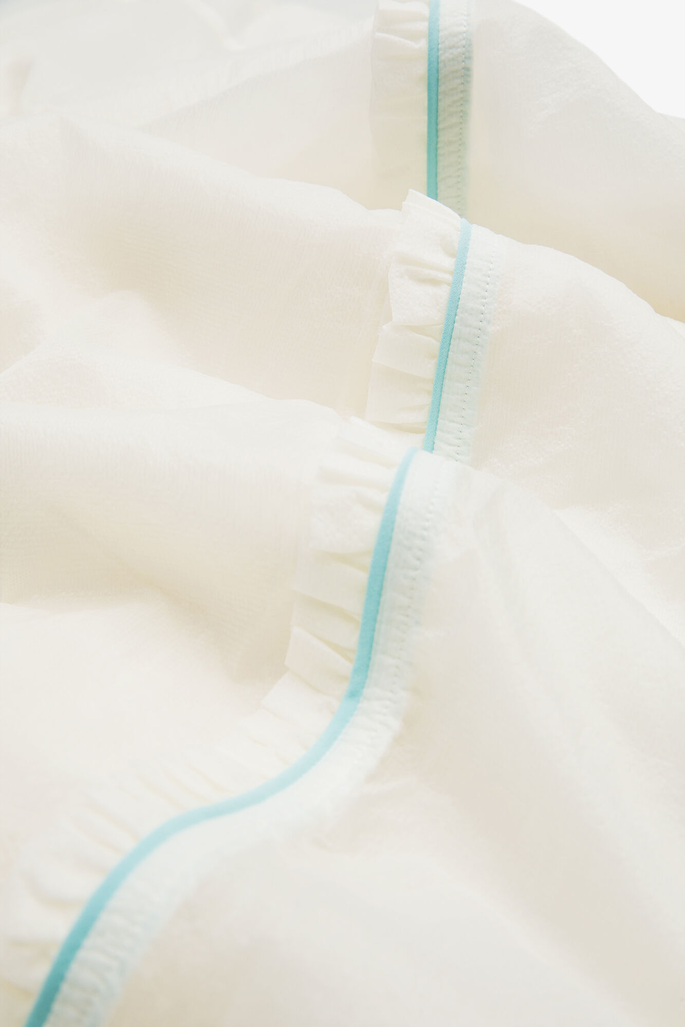 Ruffle-Trim Textured MR Pants, Recycled Polyamide, in colour Coconut Ivory - 7 - GANNI