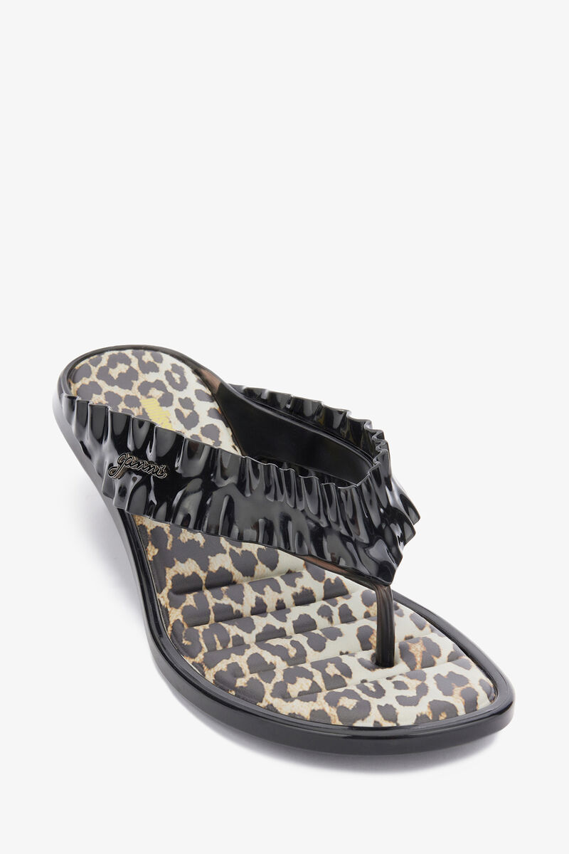 Melissa-Zehentrenner-Sandalen in Pfennigabsatz und Leopard, Polyvinyl Chloride, in colour Black - 4 - GANNI
