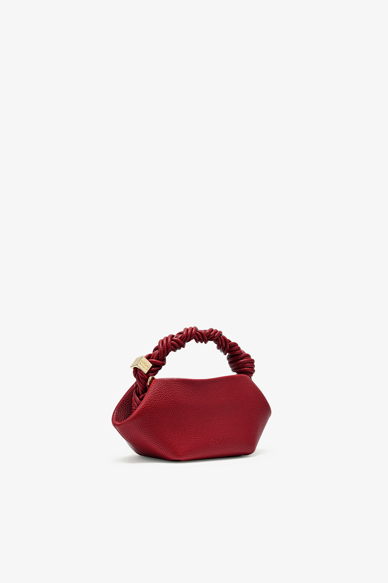 Mini Bou Bag in Grained Red, Recycled Polyester, in colour Red Dahlia - 2 - GANNI