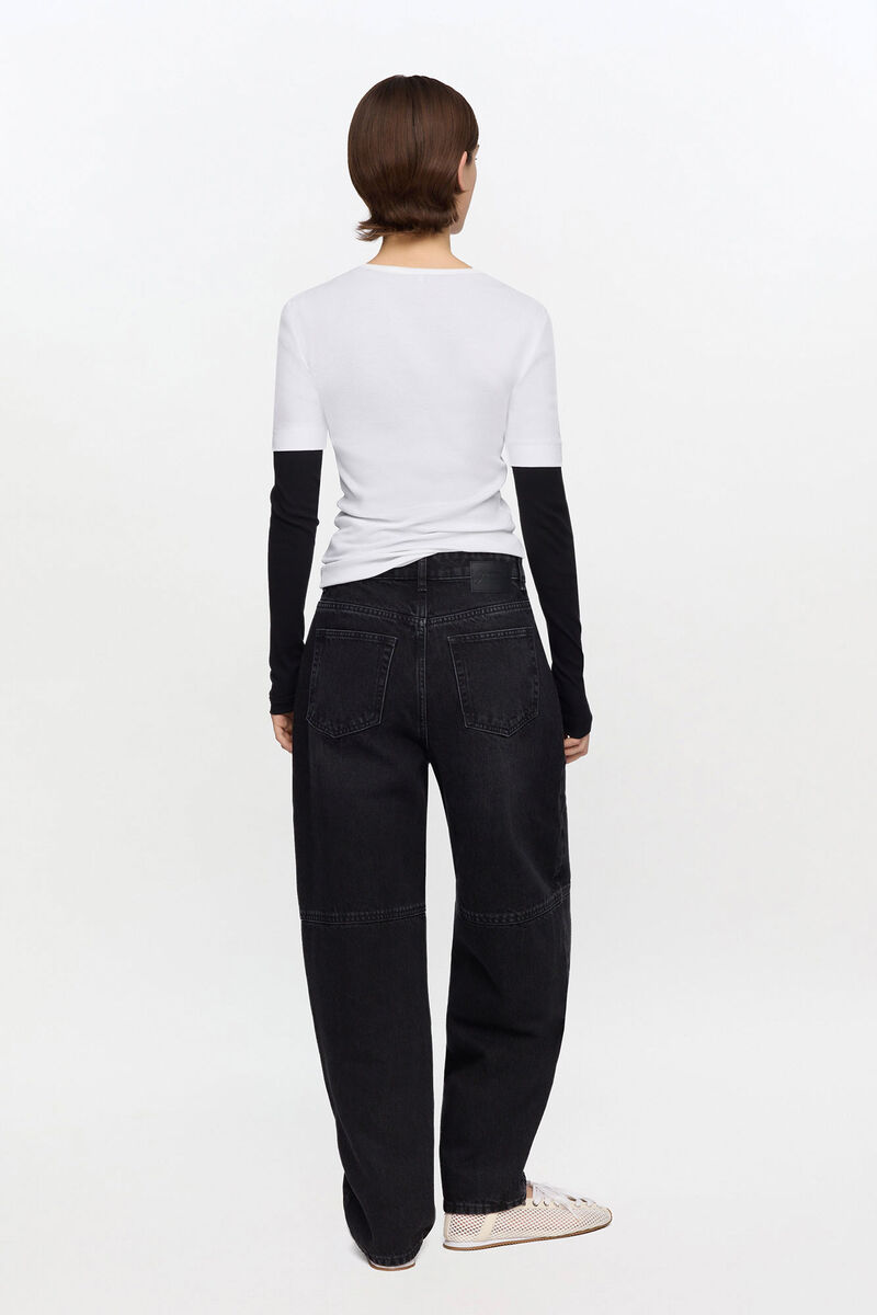 Svarte Stary-jeans, Organic Cotton, in colour Black Washed - 2 - GANNI