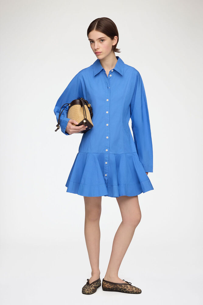 Shirt Dress in Blue Cotton, Marina