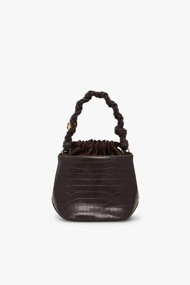 Bou Bucket Bag in Brown Croco , Chocolate Fondant
