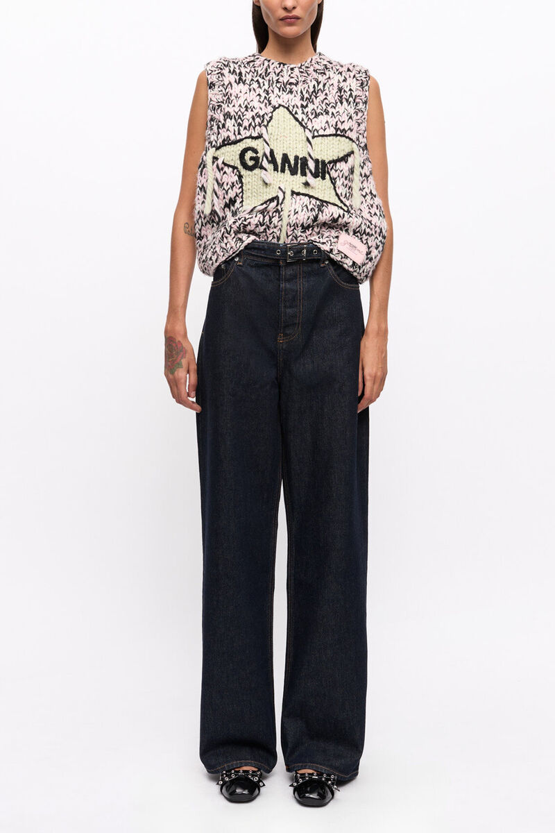 Izey Jeans in Rinse Denim, Organic Cotton, in colour Rinse - 1 - GANNI