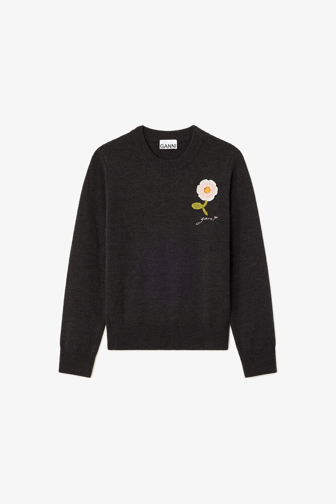 Jumper with Crochet Flower, Phantom