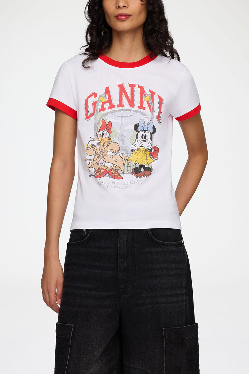 Baby Fit T-shirt with Minnie Mouse & Daisy Duck, Organic Cotton, in colour Bright White - 1 - GANNI