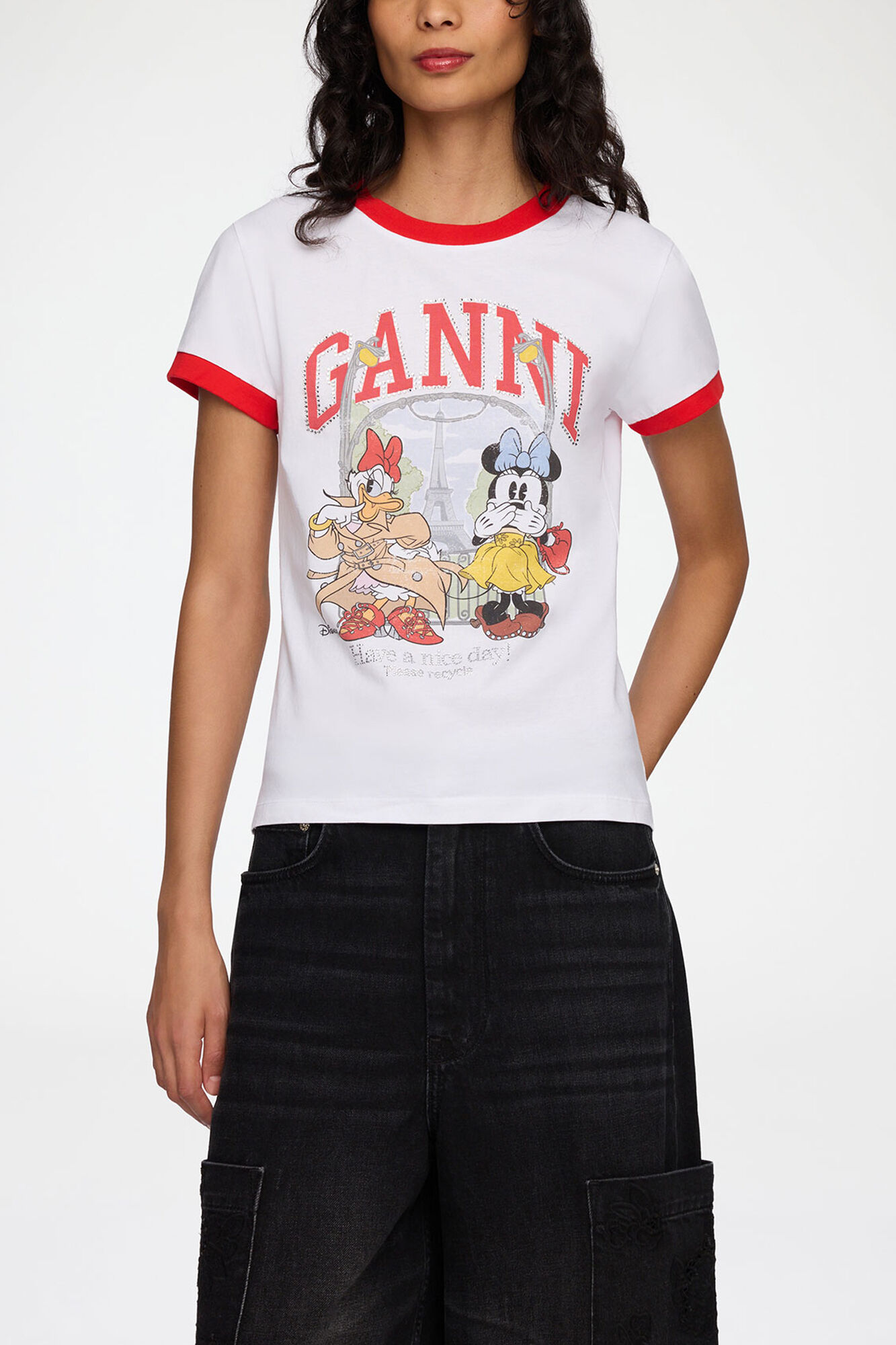 Baby Fit T-shirt with Minnie Mouse & Daisy Duck, Organic Cotton, in colour Bright White - 1 - GANNI