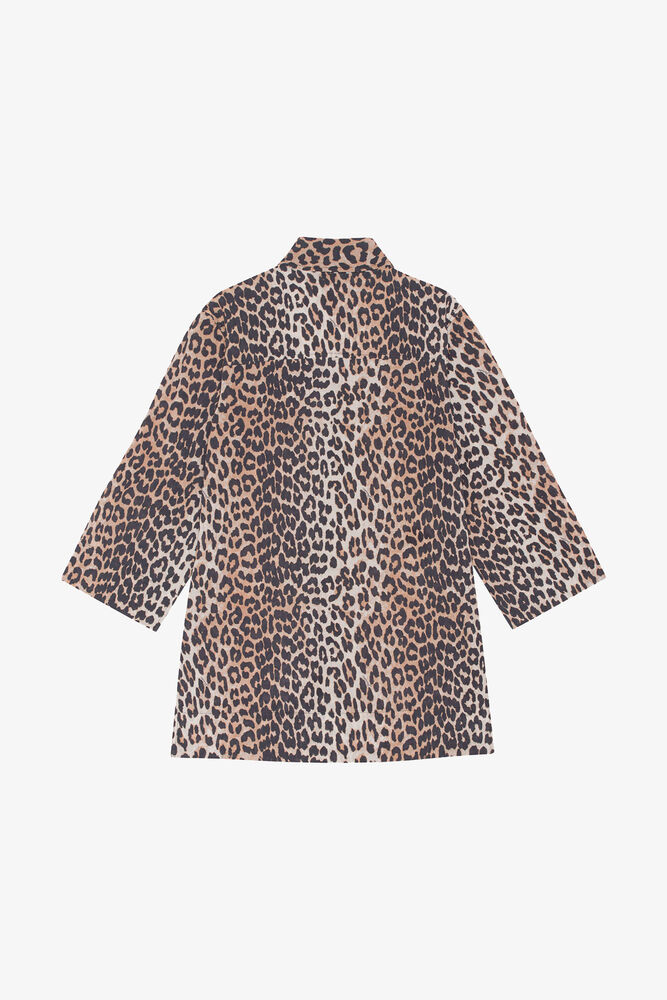 Leopard Print Cotton Shirt, Leopard