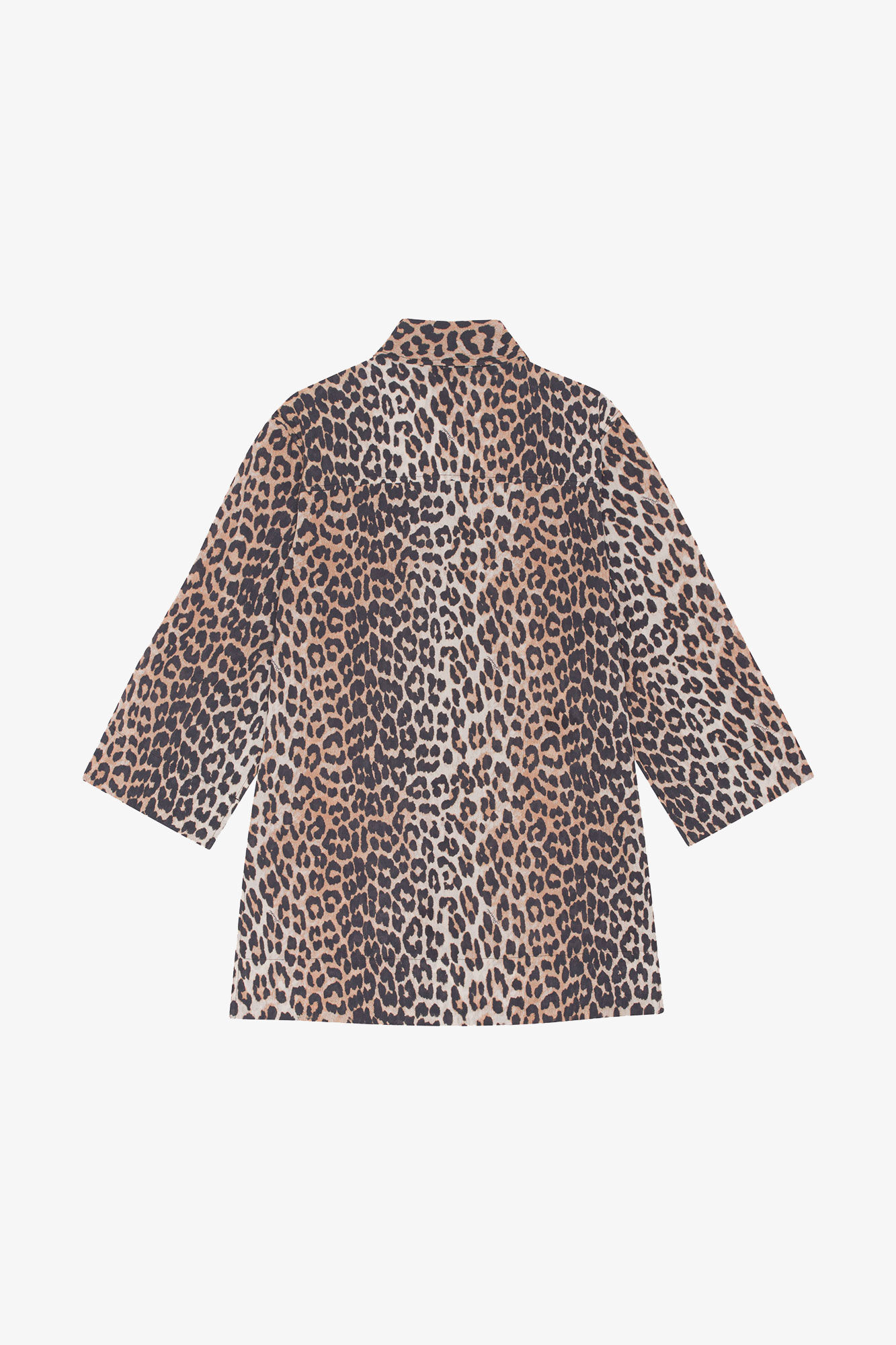 Leopard Print Cotton Shirt, Organic Cotton, in colour Leopard - 2 - GANNI
