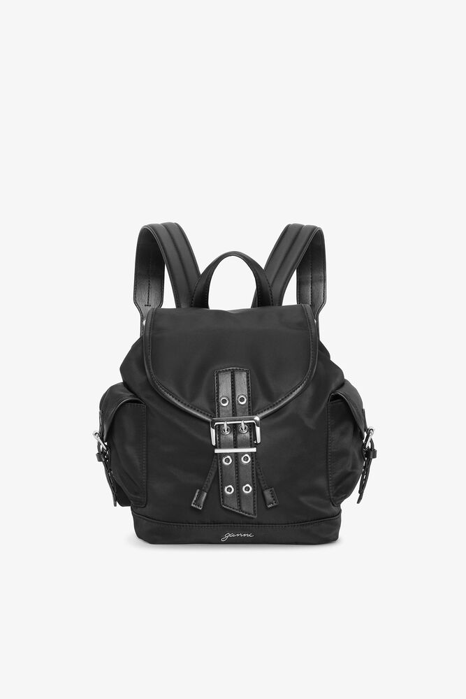 Black Small Bucky Nylon Backpack, Black