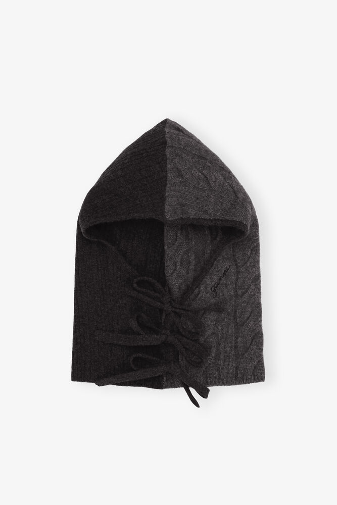Grey and Black Cashmere Mix Balaclava, Phantom