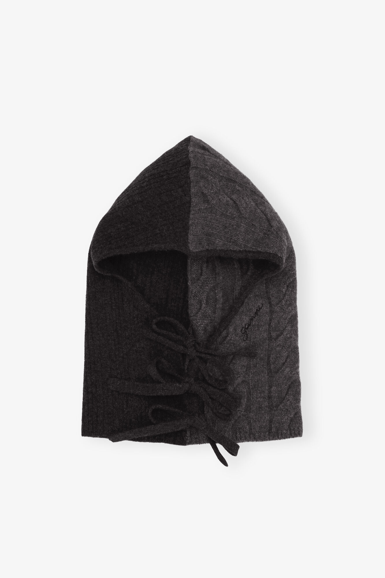 Grey and Black Cashmere Mix Balaclava, Merino Wool, in colour Phantom - 2 - GANNI