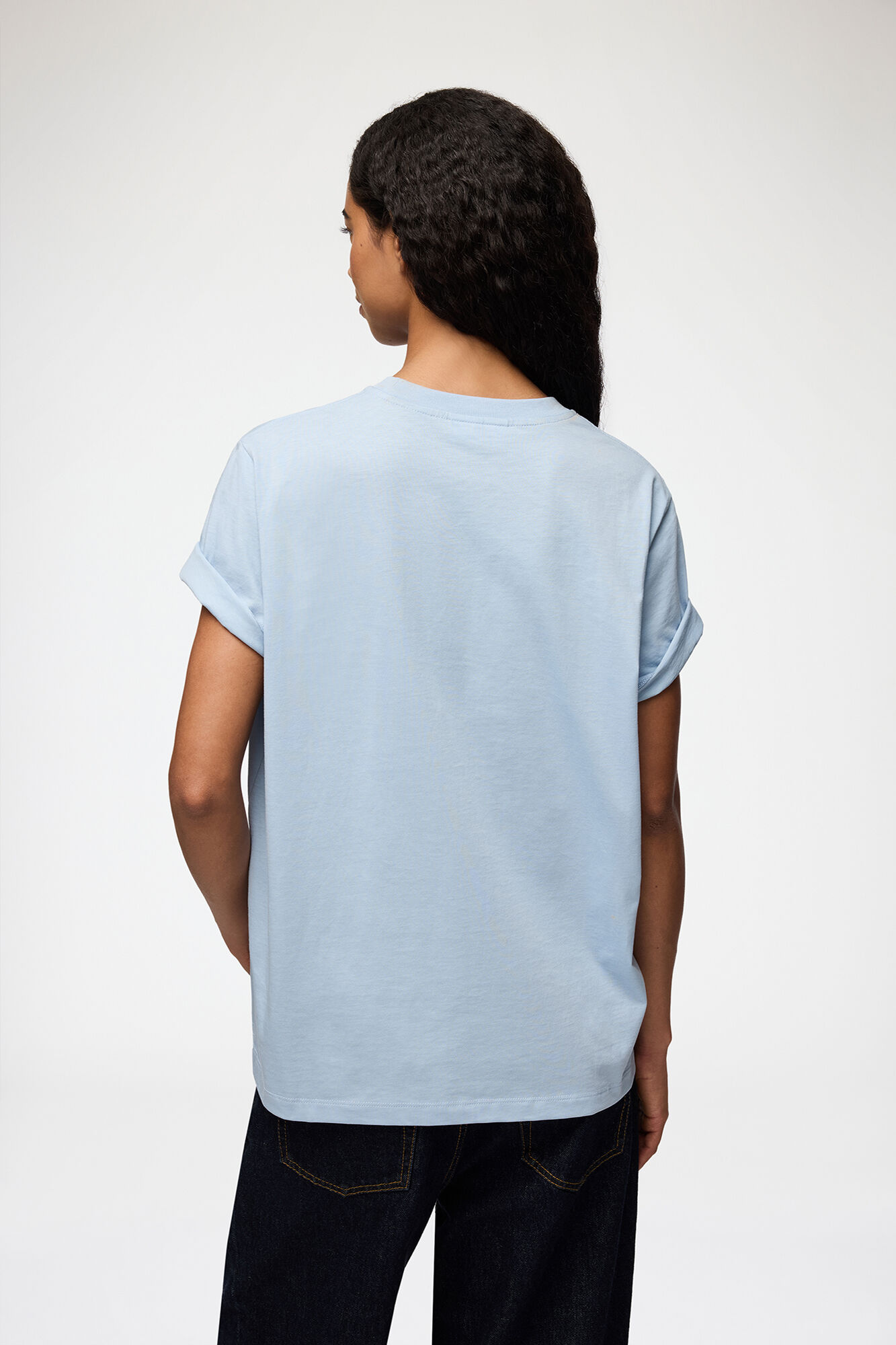 T-shirt with Poodle, Organic Cotton, in colour Soft Chambray - 3 - GANNI