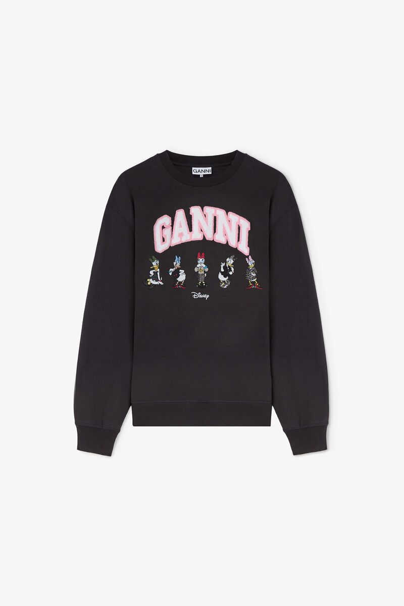 Kajsa Anka svart sweatshirt, Organic Cotton, in colour Phantom - 1 - GANNI