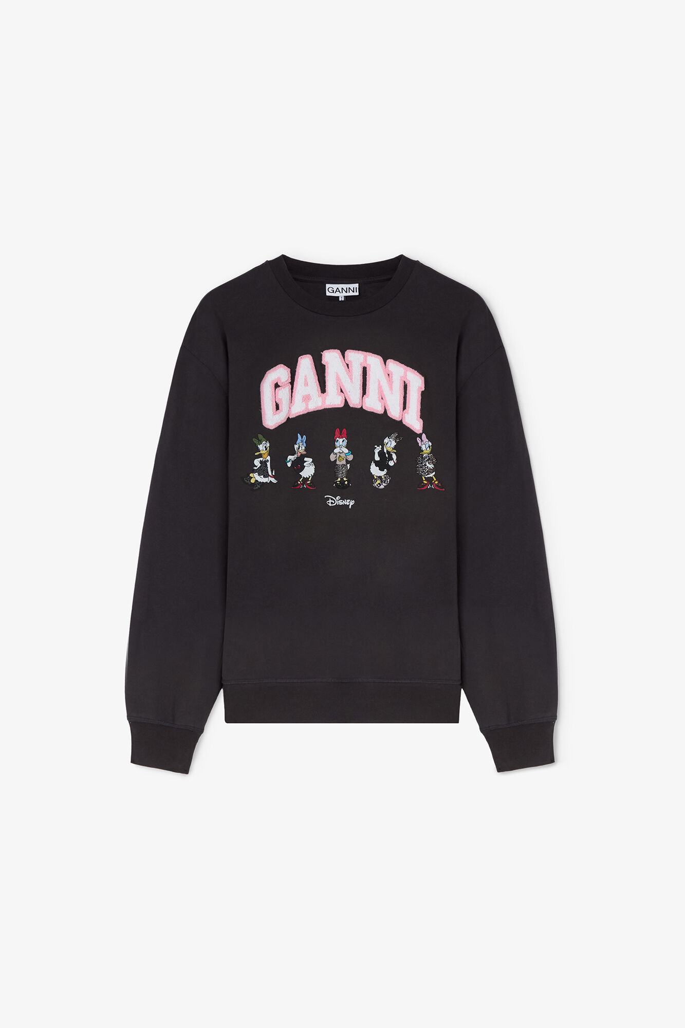 Kajsa Anka svart sweatshirt, Organic Cotton, in colour Phantom - 1 - GANNI